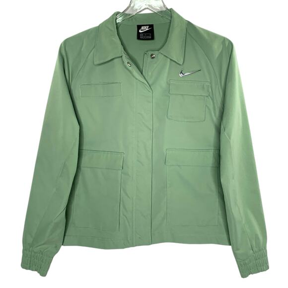 Nike S Womens Sportswear Swoosh Woven Jacket Mint Pastel Military - Picture 2 of 10